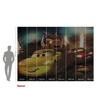 Fototapete mit Automotiven und Größenangaben