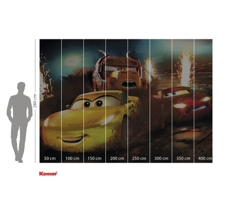 Fototapete mit Automotiven und Größenangaben