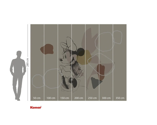 Fototapete mit Minnie Maus und abstrakten Formen, Größe 350 mal 280 Zentimeter