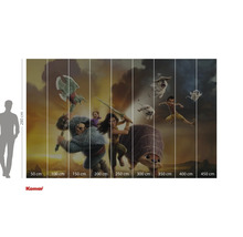 Wandbild mit Figuren aus dem Film Raya und der letzte Drache mit Größenangaben