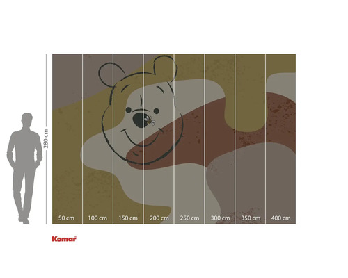 Komar Fototapete mit Winnie Puuh Motiv und Größenangaben.