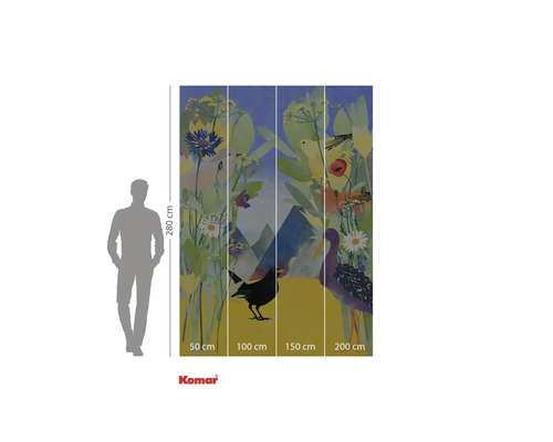 Komar Vliestapete mit Blumen und Vogelmotiven, 280x200 cm