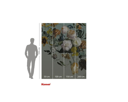Fototapete mit Blumenmotiv, bestehend aus vier Teilen, zur Wandgestaltung