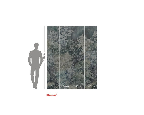 Komar Fototapete mit Waldmotiv und Größenangaben