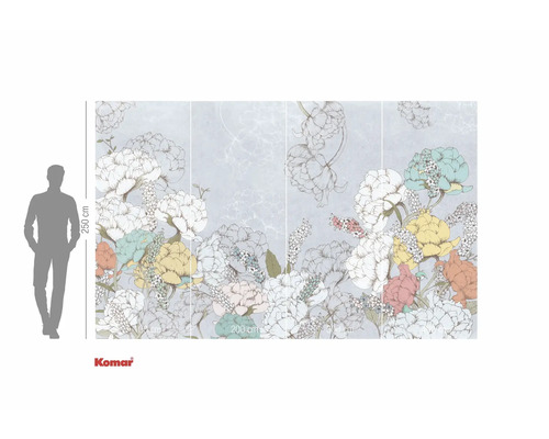 Fototapete mit Blumenmuster und Höhenangabe