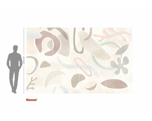 Fototapete mit abstrakten Formen und dem Komar Logo