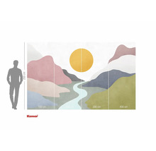 Fototapete mit abstraktem Berglandschaftsmotiv und Größenangaben