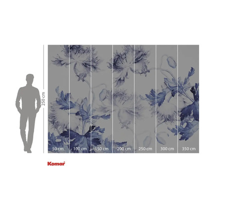 Fototapete mit Blumenmotiv und Größenangaben