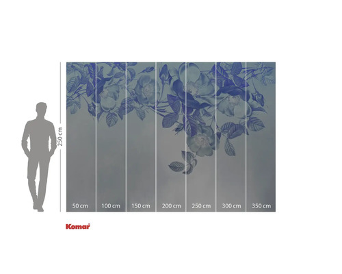 Komar Fototapete mit Blumendesign und Maßangaben