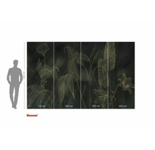 Fototapete mit floralem Muster und Größenangaben