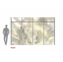 Fototapete mit Blumenmuster und Größenangaben.