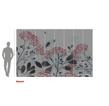 Fototapete mit Blumenmuster und Maßangaben