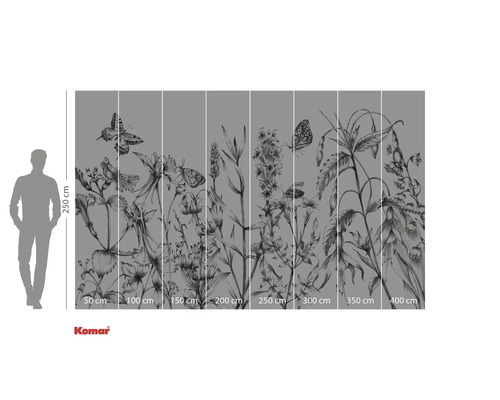 Fototapete mit Blumen und Schmetterlingen