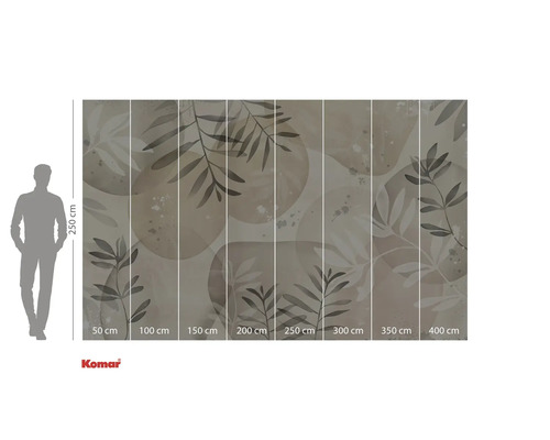 Komar Fototapete mit Pflanzenmuster und Größenangaben