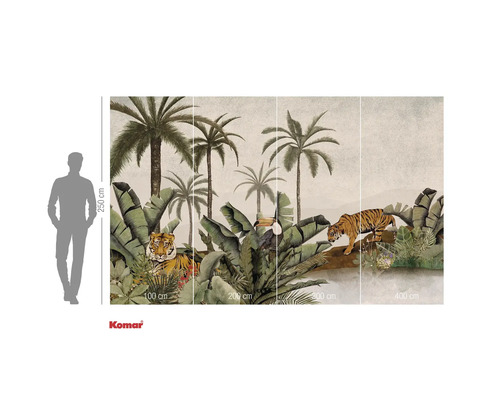 Fototapete mit Dschungelmotiv, Palmen und Tigern