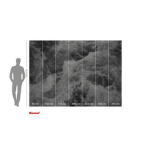 Komar Fototapete mit einem Wasserfallmotiv und Größenangaben