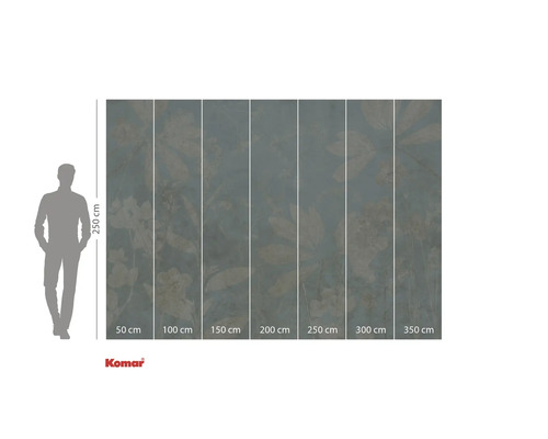 Fototapete mit Blumenmuster und Größenangaben