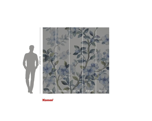 Komar Fototapete mit Blumenmuster und Maßangaben