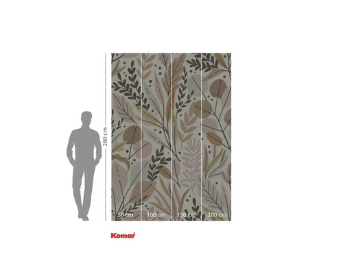 Fototapete mit Pflanzenmuster und Größenangaben