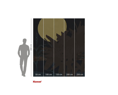 Komar Fototapete mit Pflanzendesign, Mond und Größenangaben