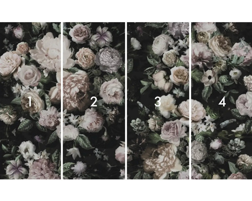 Vierteilige Fototapete mit Blumenmuster