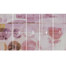 Vliestapete mit abstraktem Kreismuster, bestehend aus fünf Bahnen