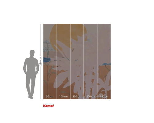 Fototapete mit abstraktem Pflanzenmotiv und Größenangaben