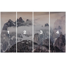 Vierteiliges Bergmotiv für die Wandgestaltung