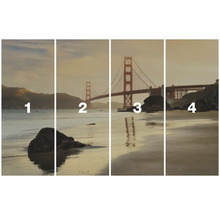 Vierteiliges Wandbild mit Ansichten der Golden Gate Bridge