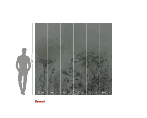 Fototapete mit Blumenmuster und Größenangaben