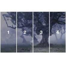 Vierteiliges Wandbild mit Bäumen im Wald