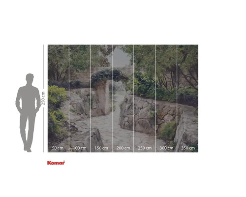 Fototapete mit Gartenweg und Steinmauer