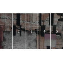 Mehrteiliges abstraktes Wandbild mit geometrischen Formen und Strukturen