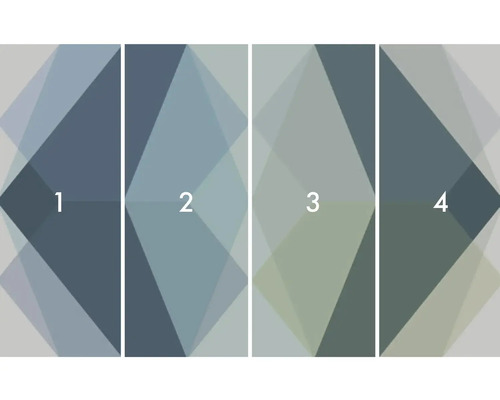 Tapetenmuster mit geometrischen Formen auf vier Bahnen