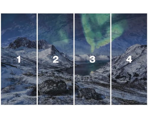 Vierteiliges Wandbild mit Berglandschaft