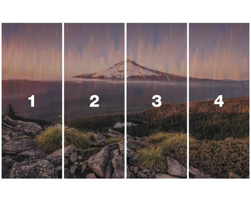 Vierteiliges Wandbild mit Bergmotiv