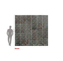 Fototapete mit Schuppenmuster und Größenangaben.