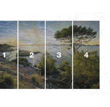 Vierteilige Fototapete mit Landschaftsmotiv von Küste und Vegetation