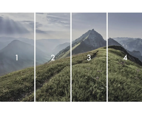 Vierteiliges Fotomural mit Berglandschaftsmotiv