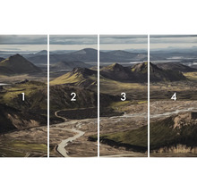 Vierteilige Fototapete mit Berglandschaft