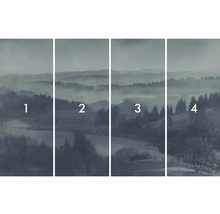 Vierteilige Tapete mit Landschaftsmotiv und Wald