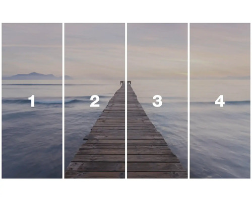 Vierteilige Fototapete mit Steg am Meer