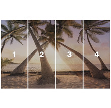 Vierteiliges Wandbild mit Palmen am Strand