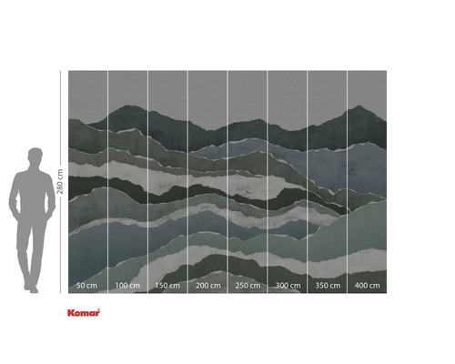 Fototapete mit Bergmotiv und Größenangaben