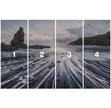 Vierteiliges Landschaftsbild mit Küstenmotiven