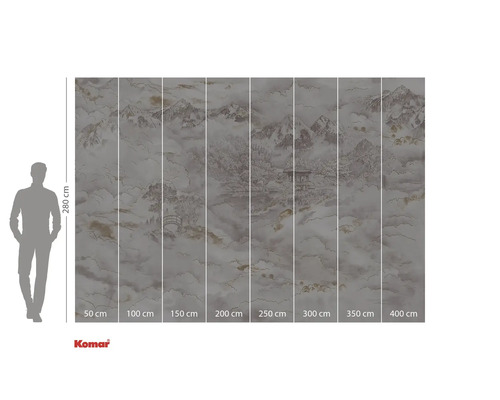 Fototapete mit japanischer Landschaftsdarstellung und Größenangaben
