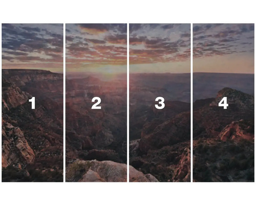 Vierteiliges Wandbild mit Landschaftsmotiv