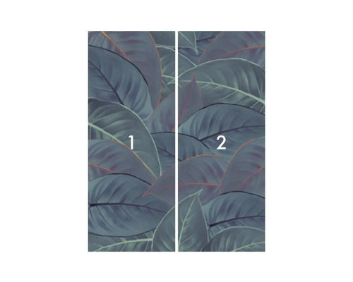 Fototapete mit Blattmuster, bestehend aus zwei Teilen