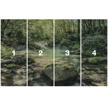 Vierteilige Fototapete mit Waldflussmotiven