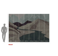 Fototapete mit Berglandschaft und Flussillustration